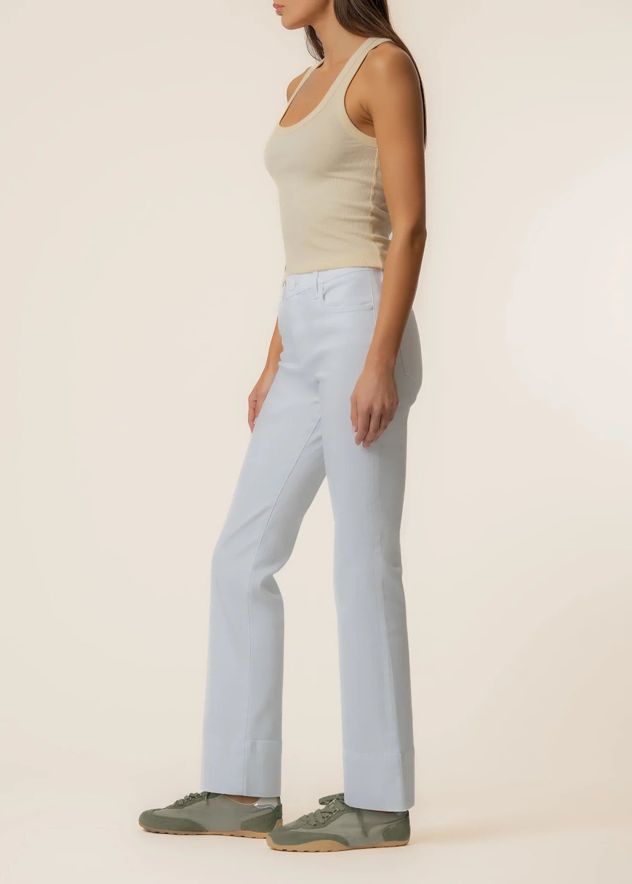 Kelsey Mid Rise Kick Flare- White