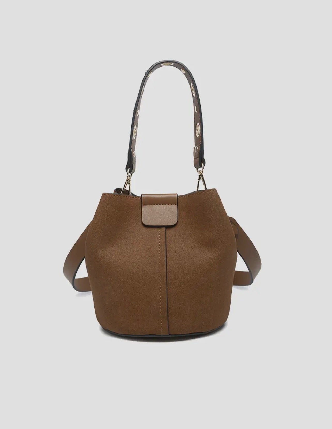 Farrah Suede Bucket Bag-Brown