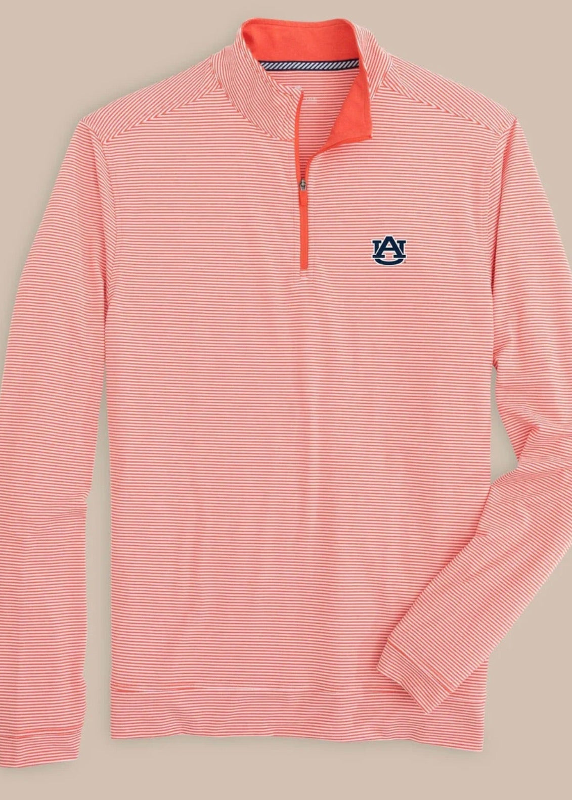 Auburn Microstripe Quarter Zip- Endzone Orange