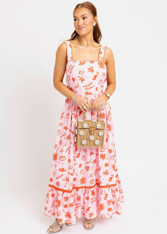 Beach Linen Tie-Back Maxi Dress