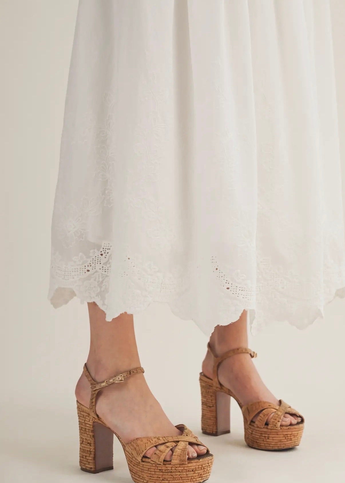 Embroidered Scalloped Hem A-Line Skirt