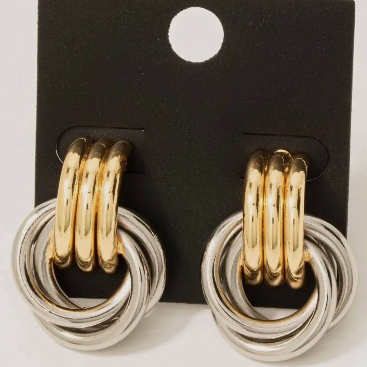Gold Dipped Two Tone Multilayered Link Earrings