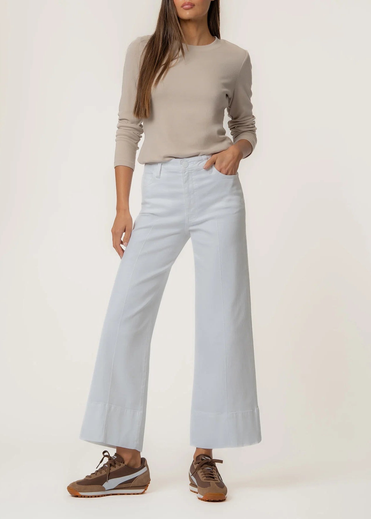 KUT Meg High Rise Wide Leg-Optic White