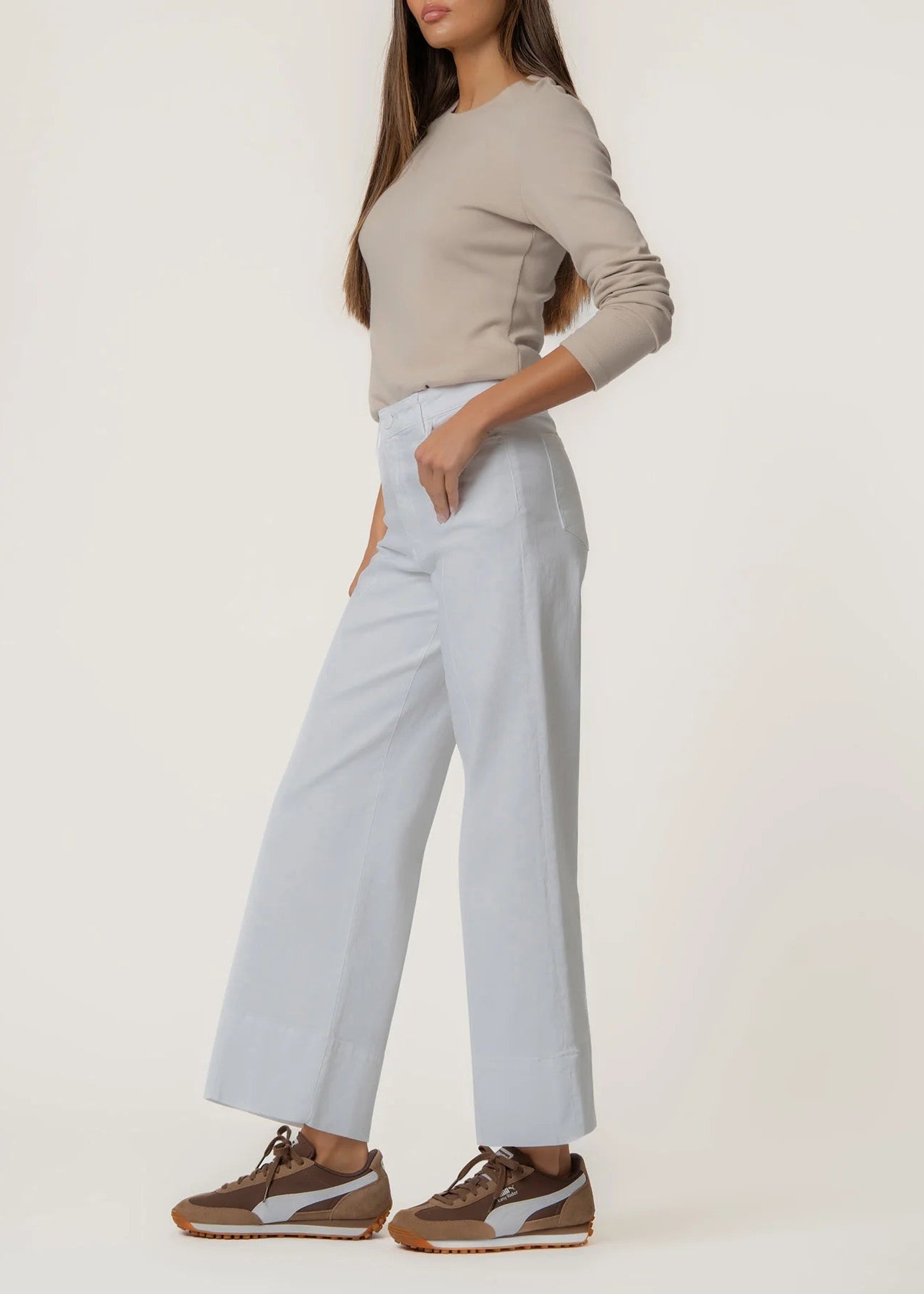 KUT Meg High Rise Wide Leg-Optic White