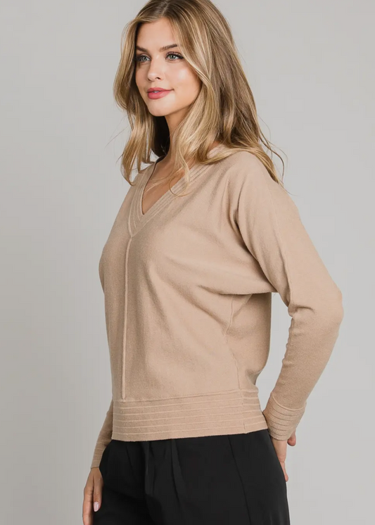 Soft rib-knit sweater - camel