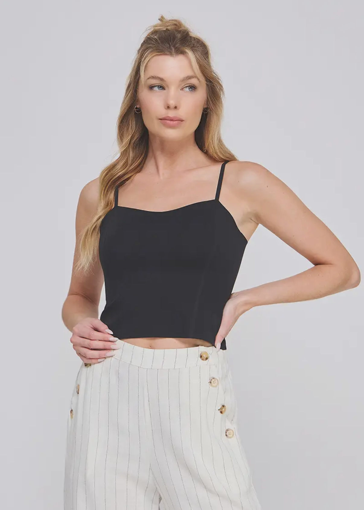 Princess Seam Bralette Cami - Black One Size