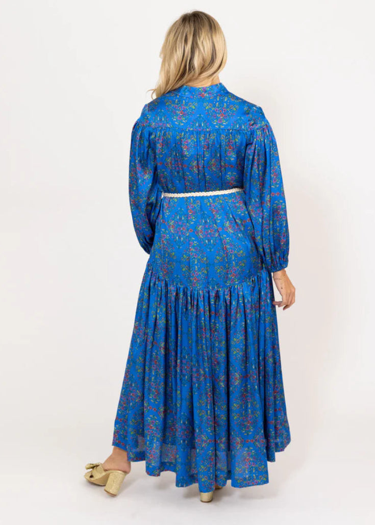 Floral Satin Maxi Dress with Tie