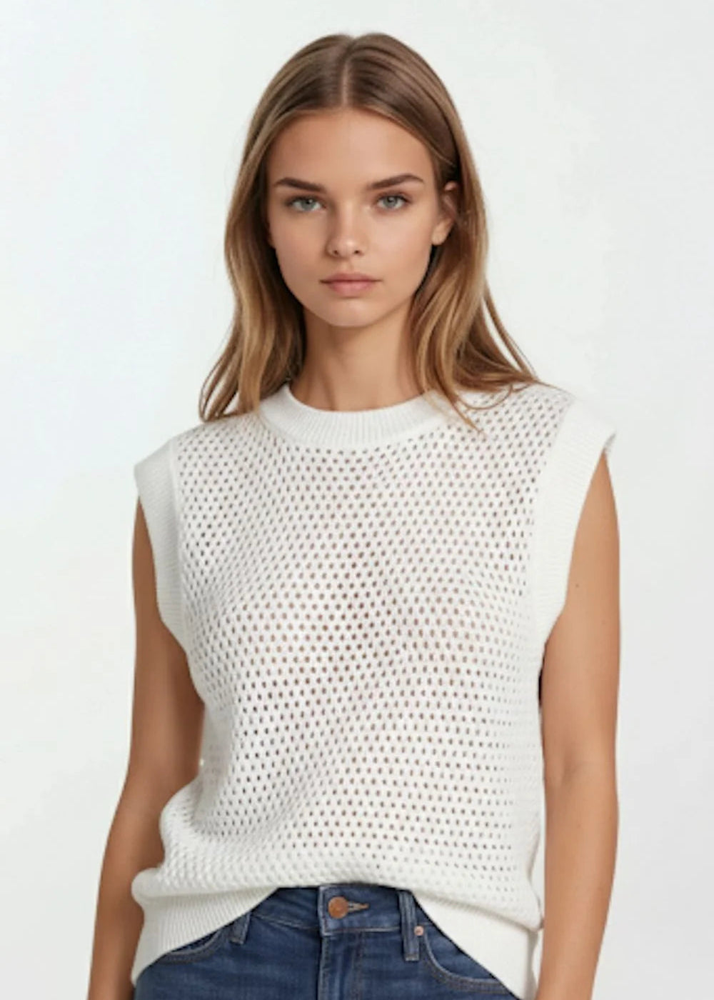Eden Sweater Tank - White