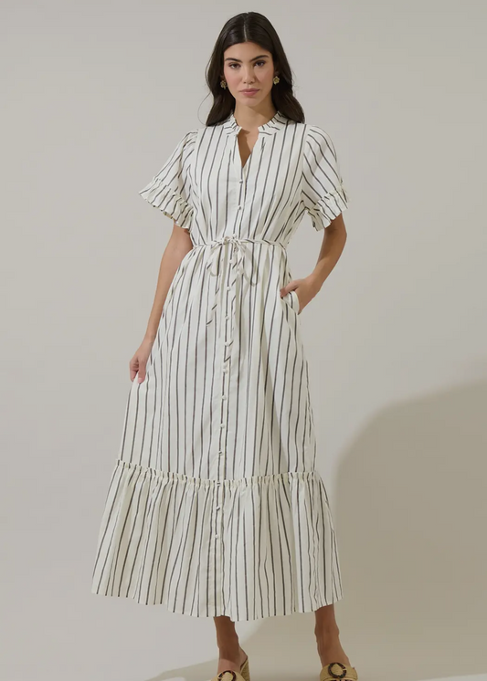 Kamara Striped Button Up Midi Dress