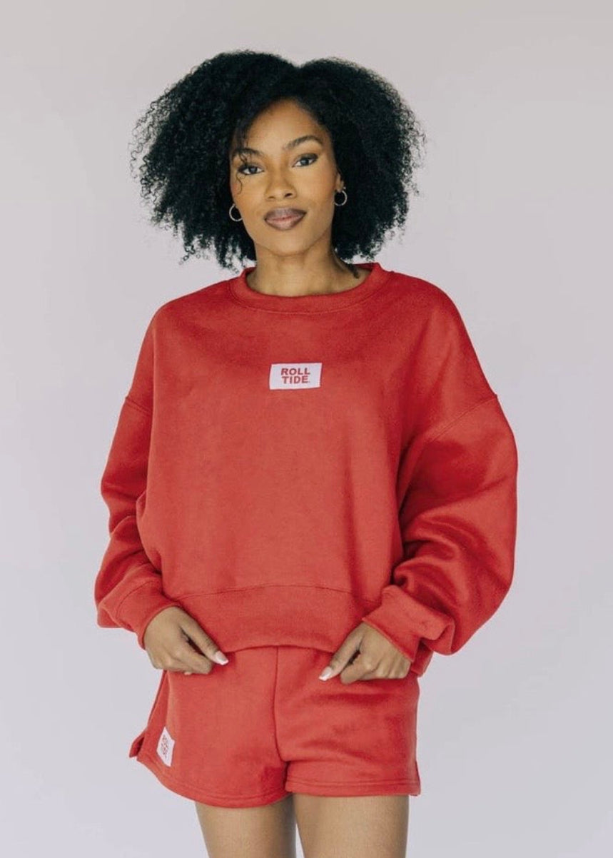 Becca Boxy Crewneck - Crimson