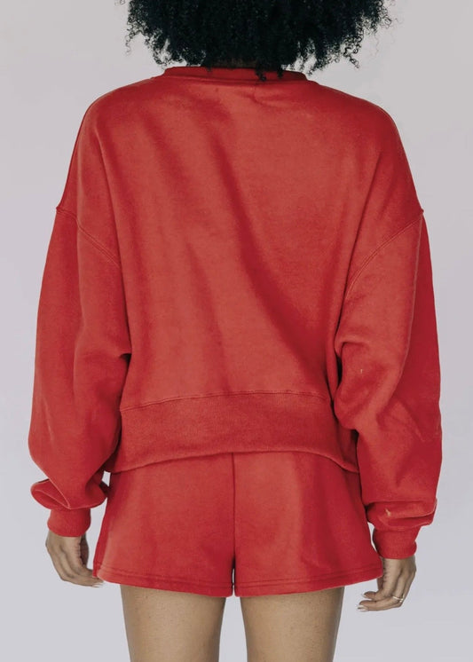 Becca Boxy Crewneck - Crimson