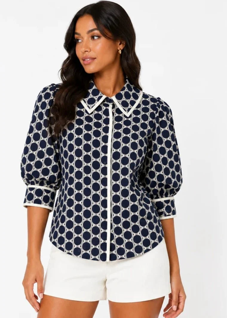 Marine Dot Shirt- Navy