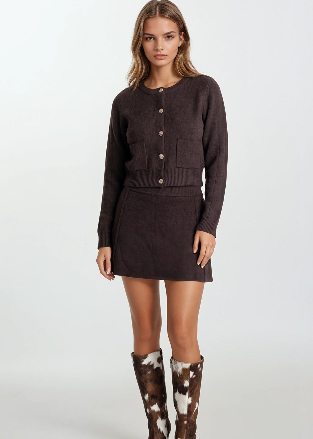 Arden Sweater Skirt - Mahogany