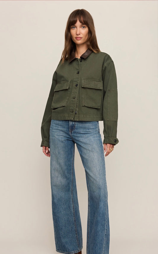 Cropped Chore Jacket - Dusk Sage