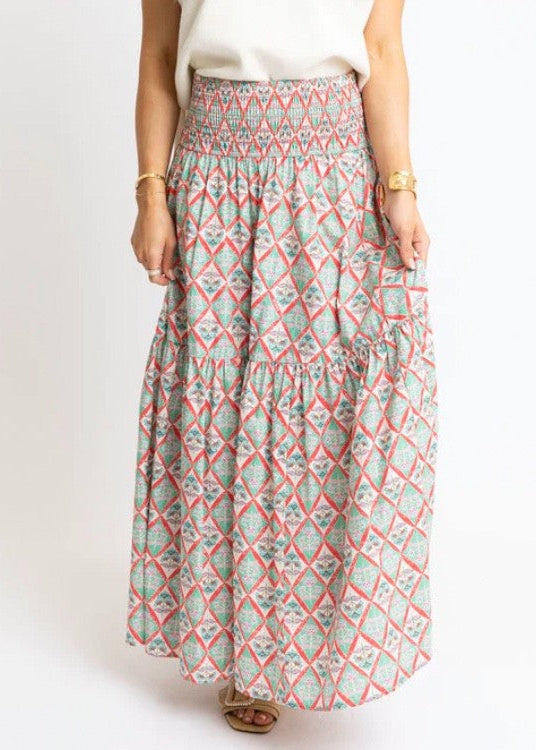 Paris Floral Smock Tier Maxi Skirt|48