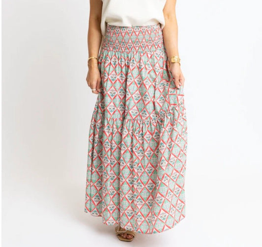 Paris Floral Smock Tier Maxi Skirt|48